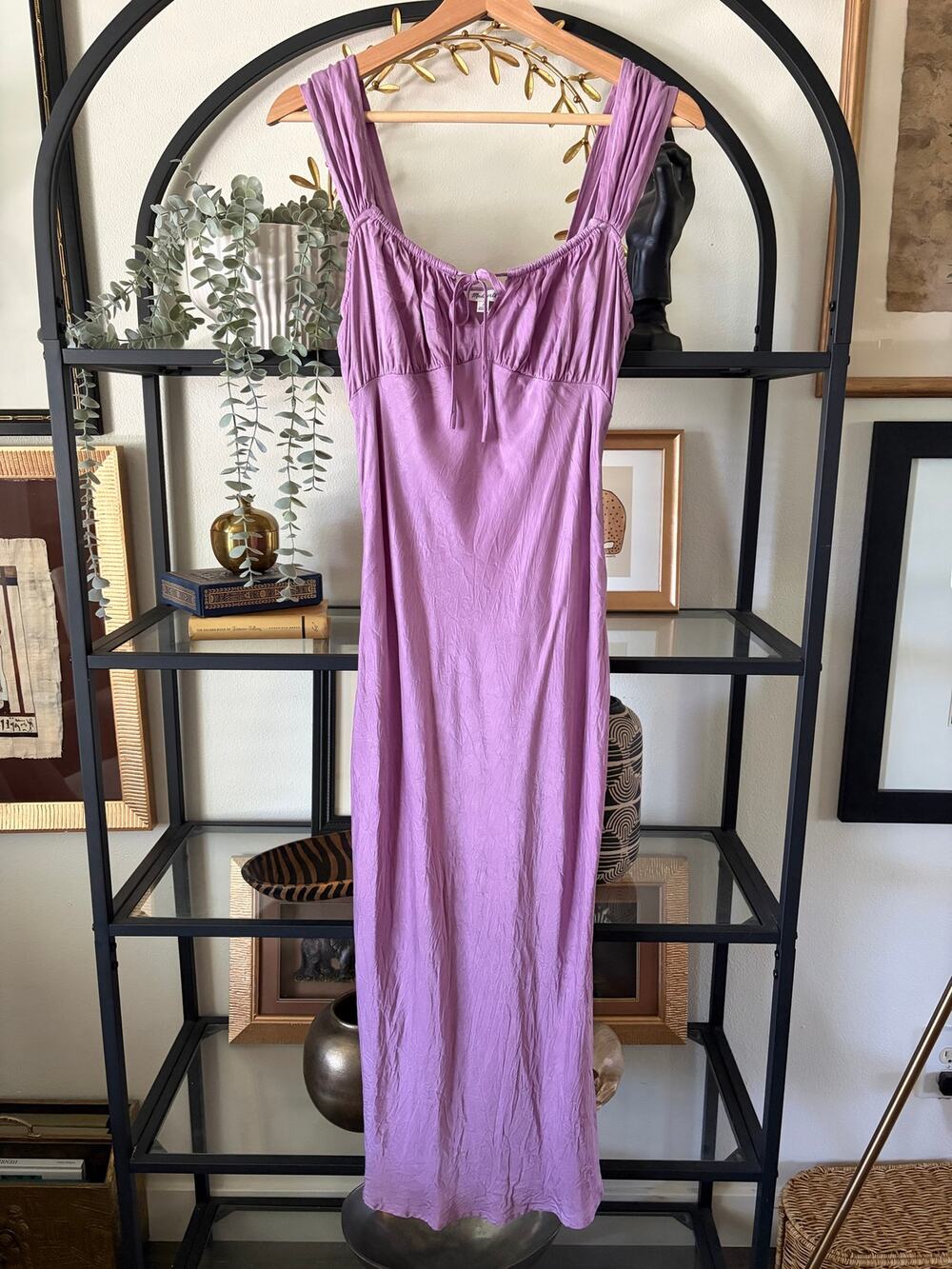 Madewell Lilac Maxi Dress Womens 2 Square Neck Gathered Sleeveless
